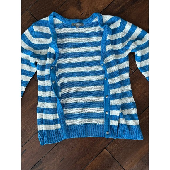 NY Collection Striped Sweater Button Up Cardigan Size Small - Picture 5 of 6